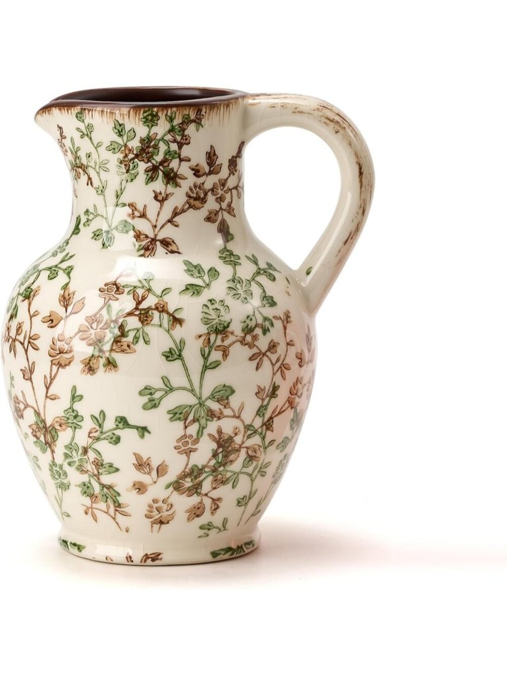 Green Beige Ceramic Rustic Farmhouse Terracotta Vase, Minimalist Home Decorative